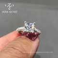 Good quality 1.2 ct princess cut white moissanite women jewelry engagement ring